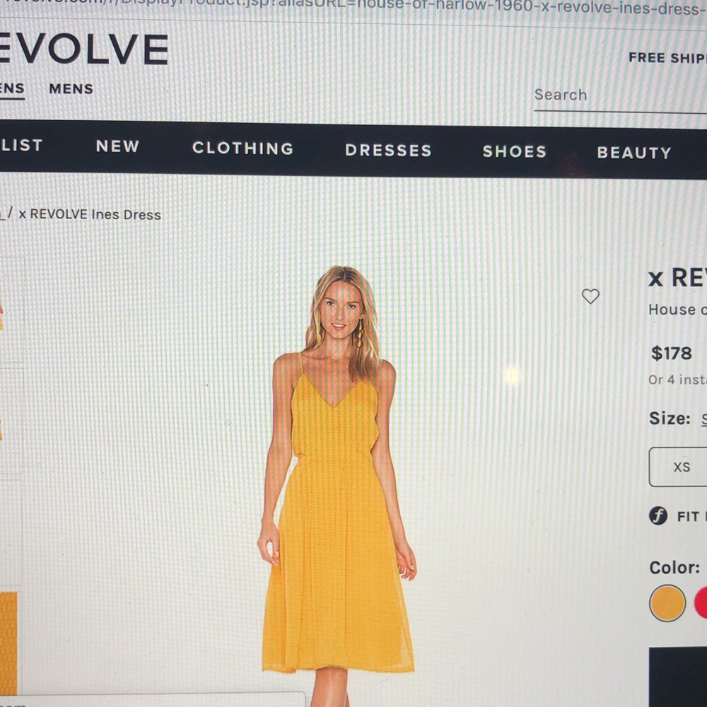 Revolve house of Harlow yellow mustard dress